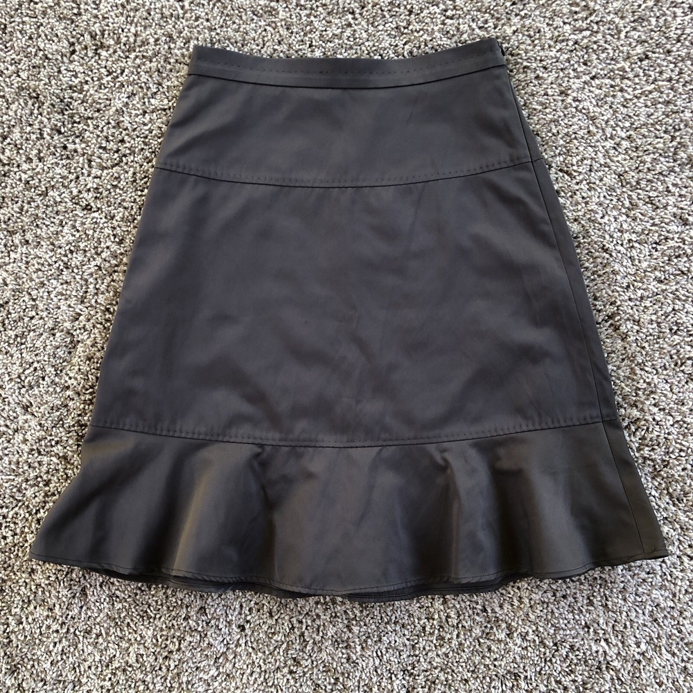 Max Mara Skirt Womens Size 4 Chocolate Brown Ruffled Viscose Lined Made in Italy